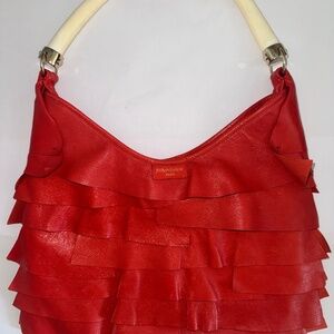 Yves Saint Laurent (YSL) Rive Gauche St. Tropez Mombasa Hobo Bag in Red Leather